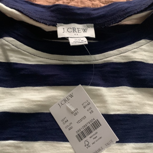 J.Crew factory navy and white striped belted dress - Picture 2 of 4
